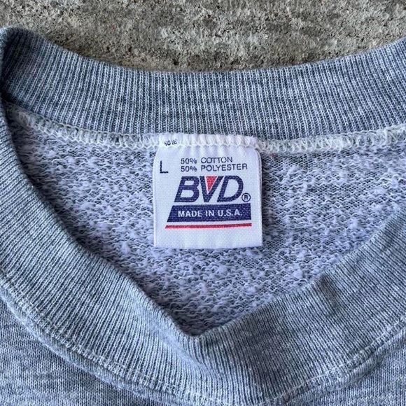 Vintage 80s Blank Grey Raglan Crewneck Sweatshirt Made in USA by BVD - Picture 5 of 6